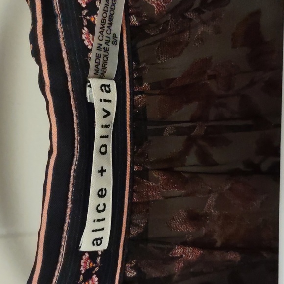 Alice + Olivia Desiree Black and Burnt Orange Floral Blouse - Picture 2 of 6